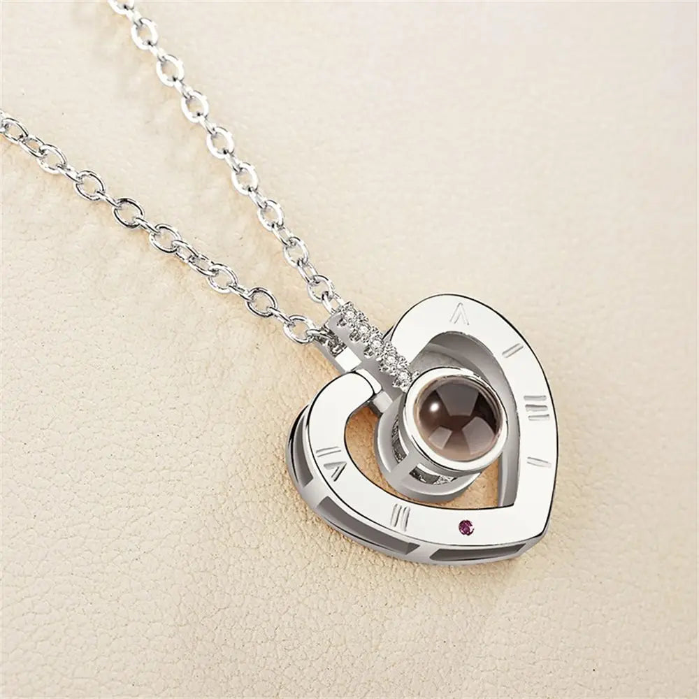 Letter Projection Necklace 100 Languages I Love You Pendant Necklace Women Jewelry Collier Femme Bijoux Best Friends Gifts