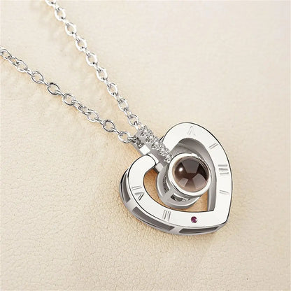 Letter Projection Necklace 100 Languages I Love You Pendant Necklace Women Jewelry Collier Femme Bijoux Best Friends Gifts
