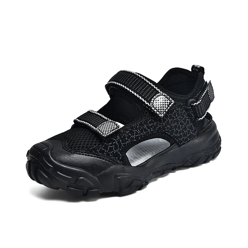 Kids Closed-Toe Sandals, Non-Slip Breathable Outdoor Sport Sandals for Boys, Adjustable Strap Hiking Beach Shoes for Summer