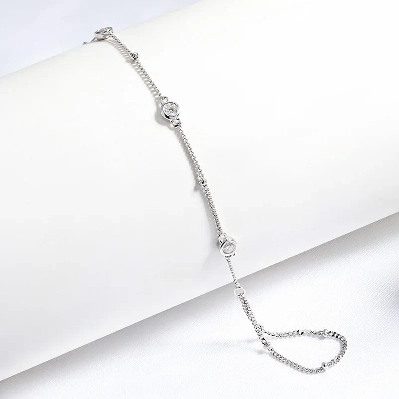 3MM Moissanite Bracelets for Women 14-21cm Wrist Size Adjustable Chain 925 Sterling Silver Plated 18K Wholesale Jewelry