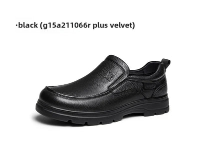 Golden Camel Men's Shoes 2026 New Business Casual Soft Sole Leather Shoes Brand Design Soft Soles Non-slip Velvet Warm Loafers