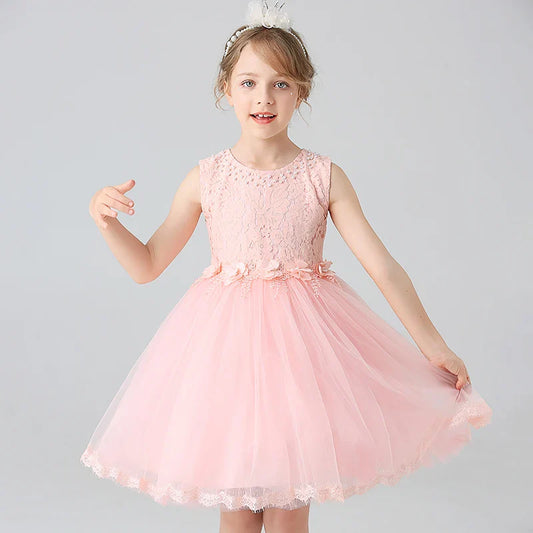 BX2823 Vestido de Verão Infantil de Princesa para Performance de Meninas do Ensino Fundamental e Jardim de Infância Regata Dança