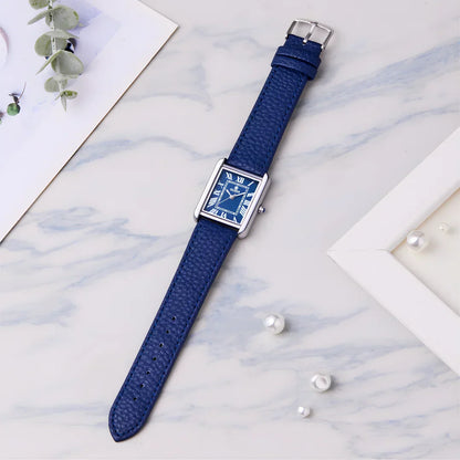 Waterproof Couple Watches Casual Fashion Quartz Stainless Steel Leather Strap Square Dial Men's And Women's Lover Watch