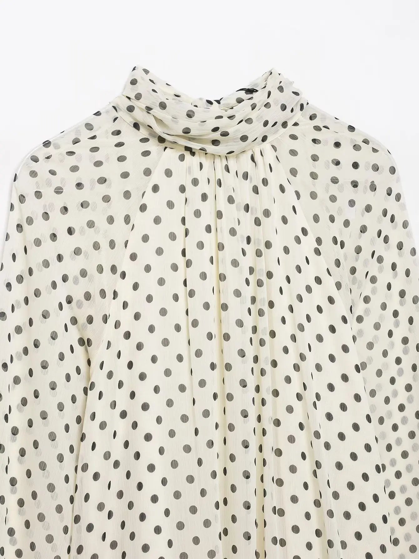 New Women Bow Collar Blouse Vintage Polka Dot Printed Loose Tops Fashion Elegant Spring Long Sleeve Commuting Shirts