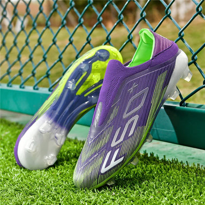 Without-lace F50+ Mens Soccer Shoes Boys Training Non-Slip Turf Soccer Cleats TF/FG Football Sneakers Chuteira Campo 35-45