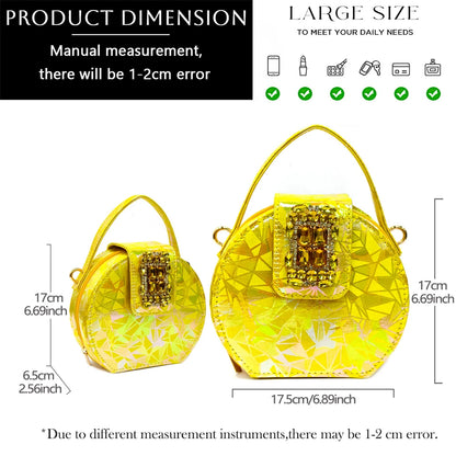 Elegant Women Heels for Peep Toe Good Material Design Rhinestone Fuchsia Sandals Italian Shoes and Bags Matching Set 2025