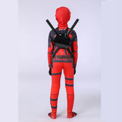 Deadpool Costume Kids Movie Superhero Deadpool Child Costume Adult Deadpool Cosplay Jumpsuit Sword Set Boys Halloween Gifts