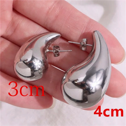 5CM Stainless Steel Water Drop Earring for Women Chunky Hollow Smooth Exaggerated Thick Large Jewelry 2023 New Design