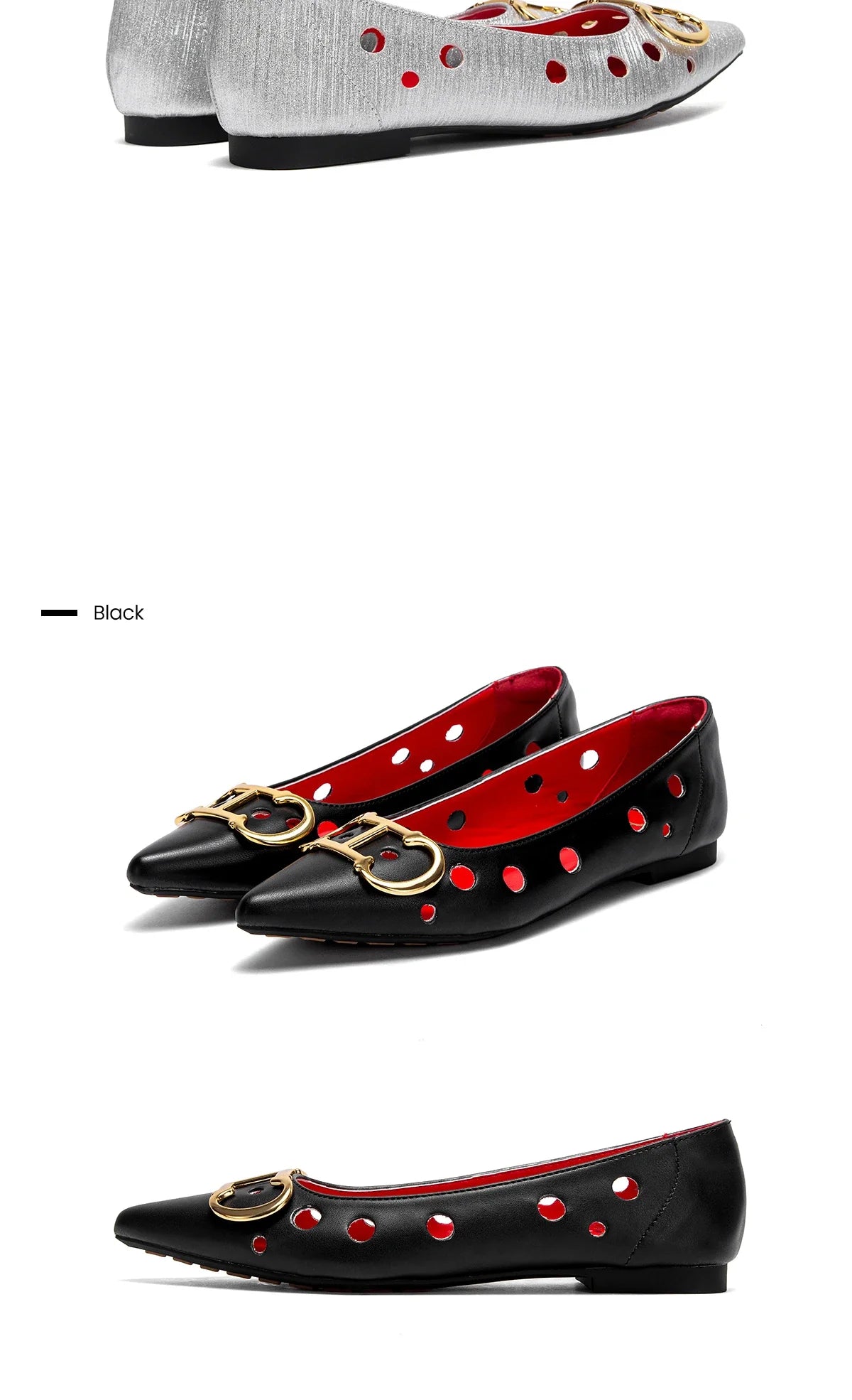 2025 Women's Flat Shoes New Punching Design Pointed Woman Shoes Simple Anti slip