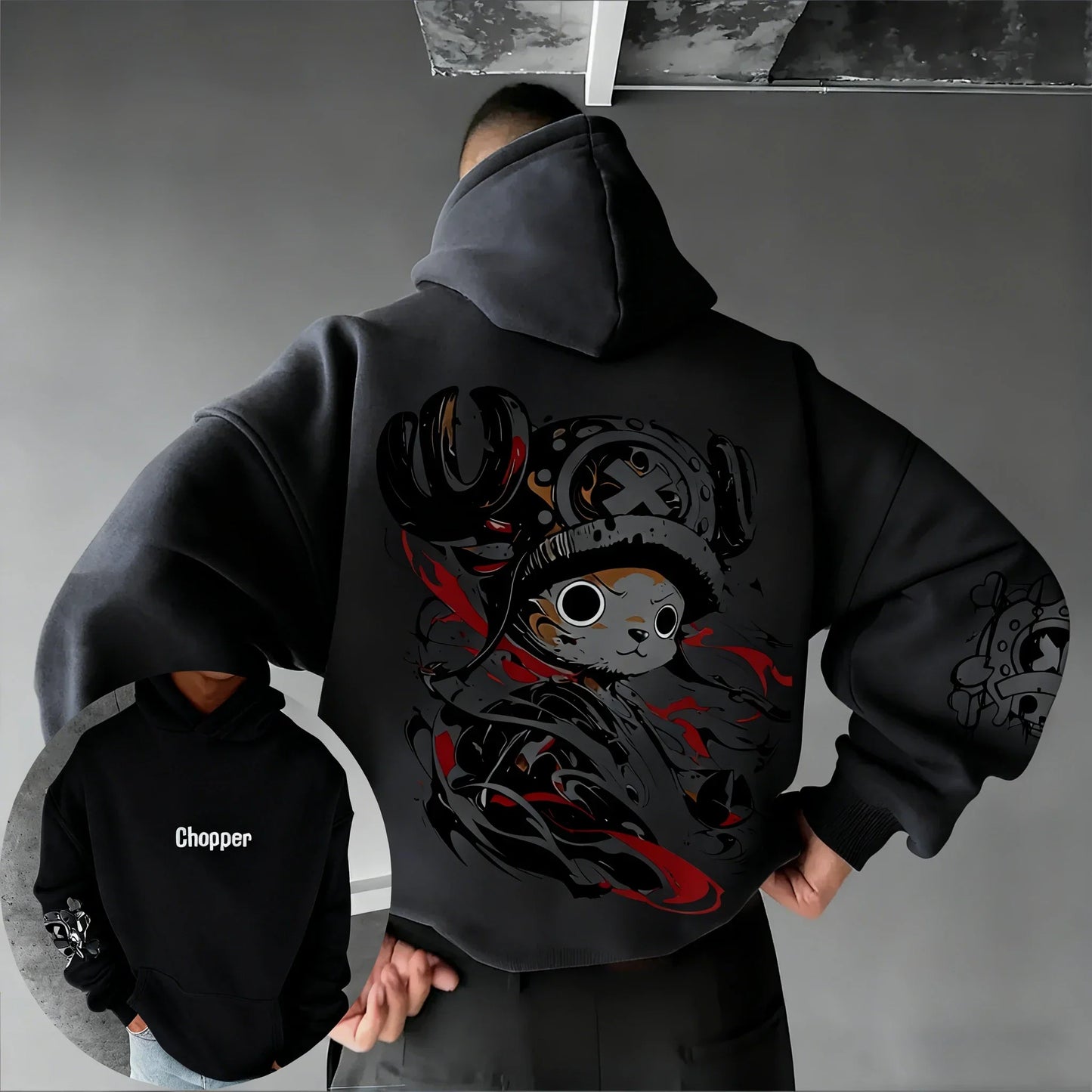 Men's Hoodies  New Tony Tony Chopper Anime Printed Loose Casual Street Hip Hop Parent Child Top