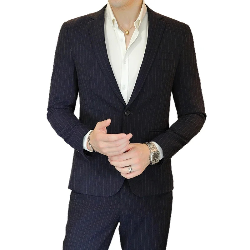 Conjunto Masculino de Terno e Calça de Luxo 2023 Britânico Festa de Casamento Moda Negócios Casual Tendência Duas Peças