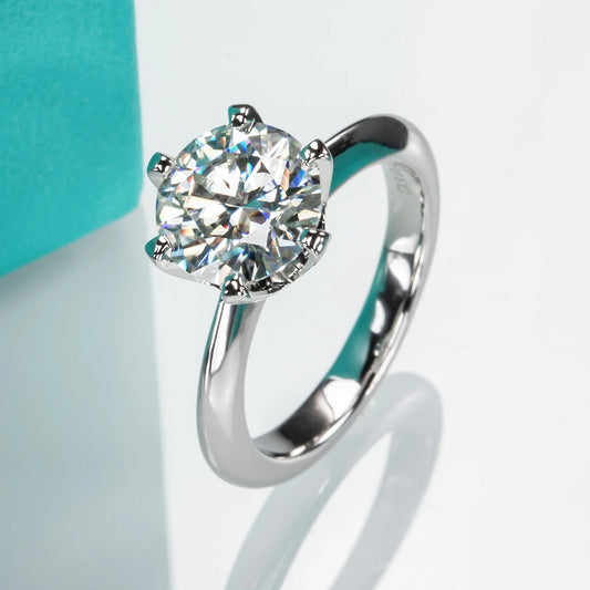 1ct 2ct 3ct 5ct D Color Moissanite Engagement  Ring for Women 925 Sterling Silver Gold Plated Solitaire Rings Wholesale