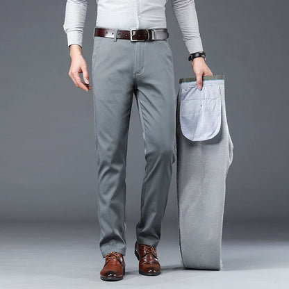 Winter Men Brand Fleece Pants Warm Cotton Business Thick Suit Casual Trousers Male Plush Formal Wear Pants 28-40
