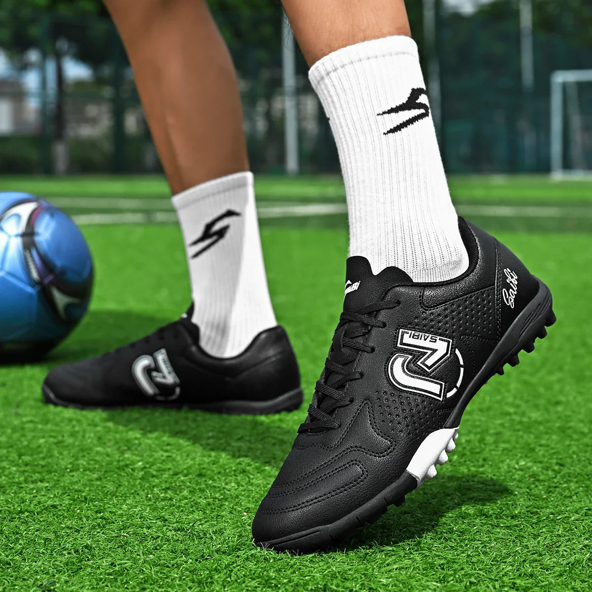 TF Turf Soccer Cleats for Kids Youth Men Women Breathable Non-Slip Training Shoes with PU Fabric Rubber Sole