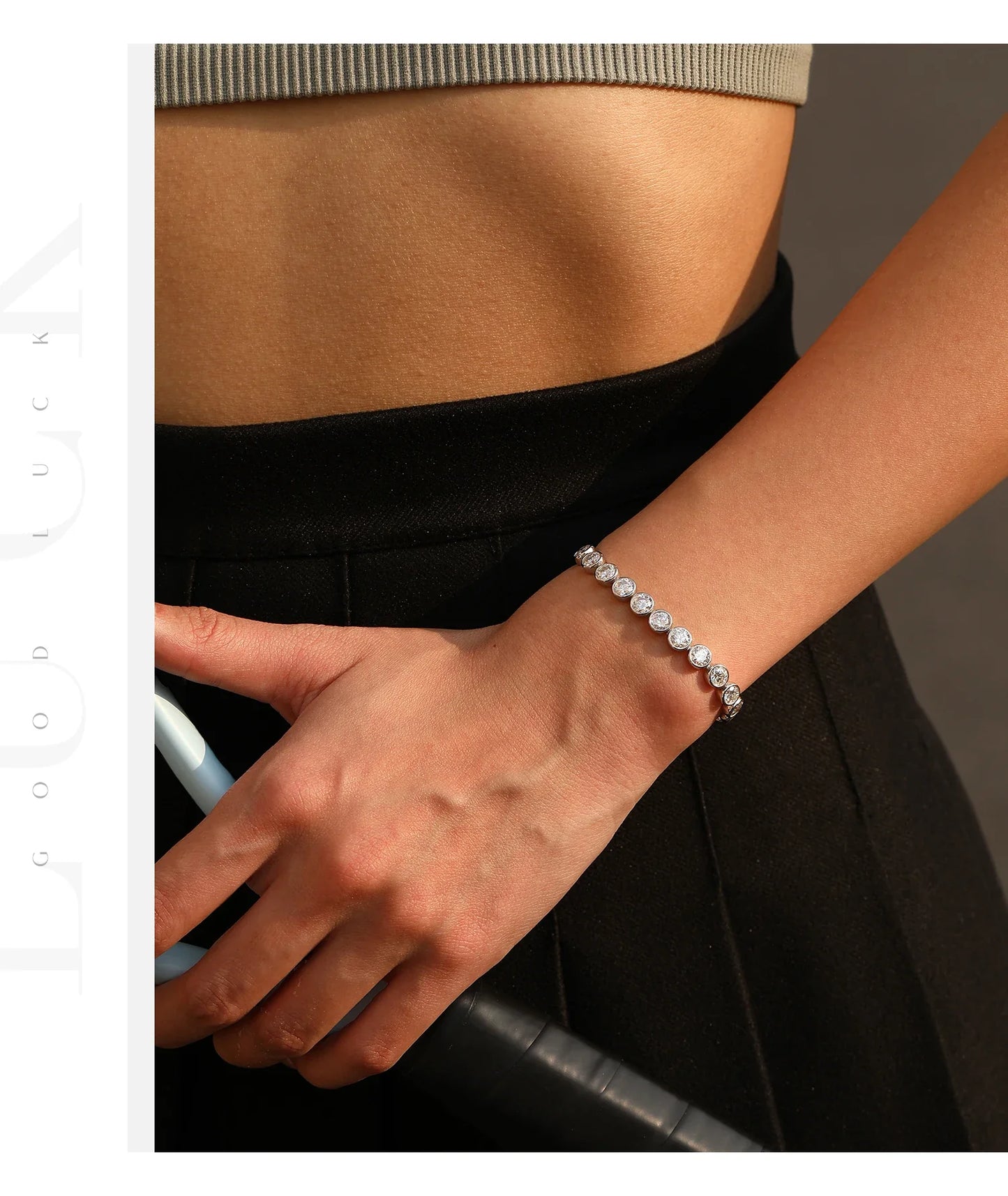 D VVS1 Round Moissanite Tennis Bracelet 3mm/4mm/5mm 925 Sterling Silver Tennis Stackable Bracelets for Women Men Jewelry