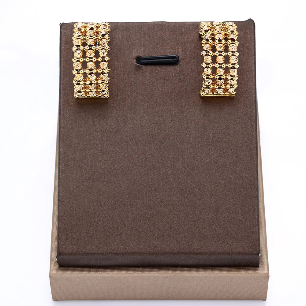 Conjunto de Joias de Casamento de Luxo Dubai Nigéria Conjuntos de Joias Nupciais para Mulheres Festa Colar de Cobre Banhado a Ouro com Contas de Borla