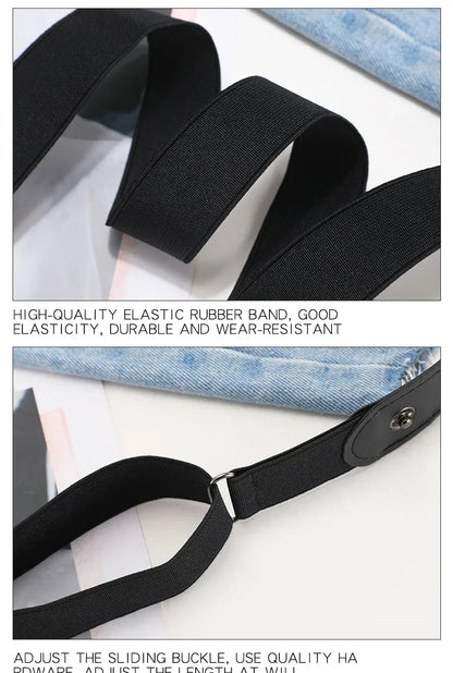 Buckle-Free Belt For Jean Pants,Dresses,No Buckle Stretch Elastic Waist Belt For Women/Men,No Bulge,No Hassle Waist Belt