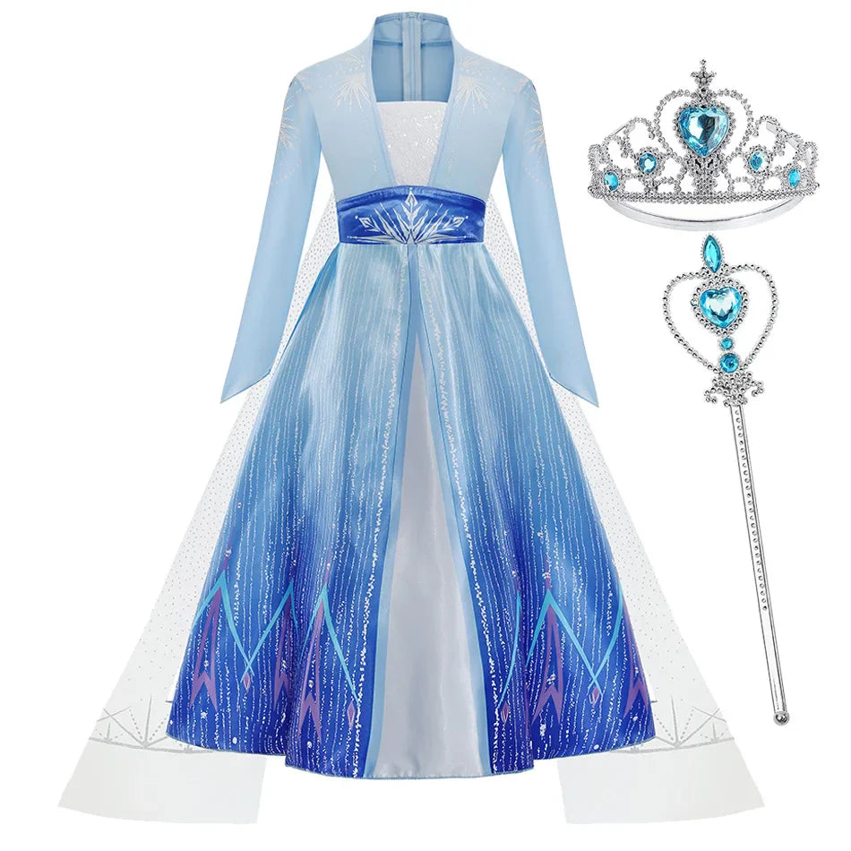 Girl Princess Dress Halloween 2026 Cosplay Party Costume Snow Queen Princess Clothes Children Outfit