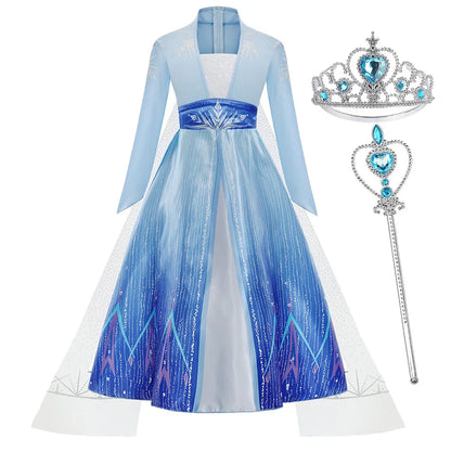 Girl Princess Dress Halloween 2026 Cosplay Party Costume Snow Queen Princess Clothes Children Outfit