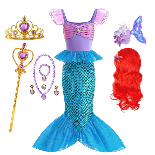 Princess Dress Girl Halloween Cosplay Party Costume Princess Fancy Clothes Children Outfit Birthday Dress