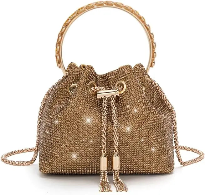 2024 Classical Rhinestone Diomand Bucket Bling Handbag Purse Bolsa Evening Party Purse for Women