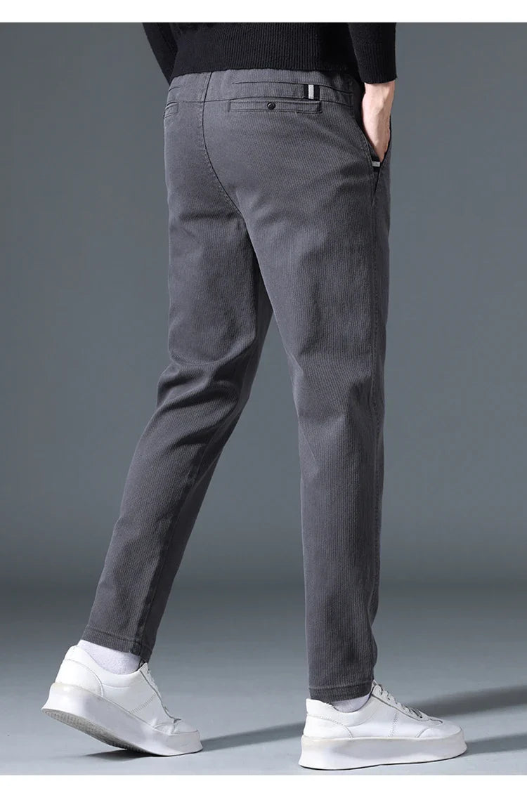 2025 Autumn New Casual Pants Men's Fashion Slim Fit Thick Straight Pants Soft Cotton Retro Style Streetwear Trousers Clothing