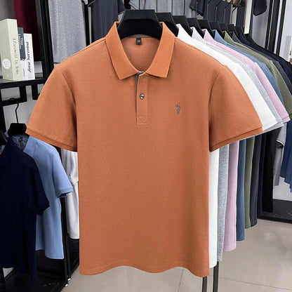 100% pure cotton high-end brand men's short sleeve polo shirt summer fashion customization horse embroidery classic Paul T-shirt