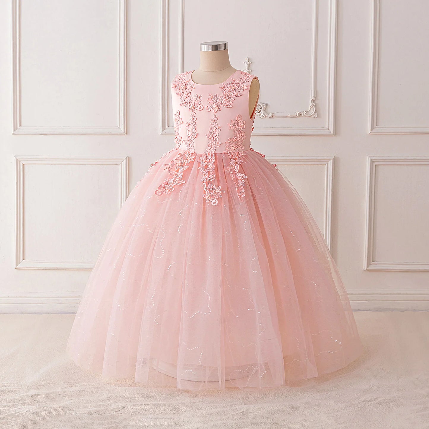 Summer Flower Baptism Bridesmaids Girls Dress Tulle Wedding Birthday Princess Party Dress Girls Graduation Evening Kids Clothing