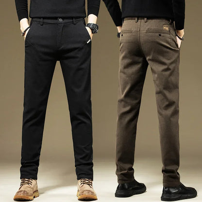 Men's Pants Casual Cotton Solid Color Spring Autumn Straight Business Work Pants High Quality Fashion Black Grey Trousers