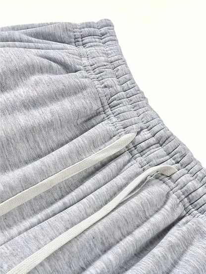 Men's heavy breathable sports jogging pants elastic drawstring waist loose straight casual trousers thick men's sweater pants