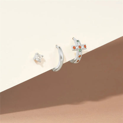 925 Sterling Silver 3pcs 4pcs Set Zircon Stud Earrings 18k Gold Star Minimalism Huggies Earring Fine Jewelly Set Party Gift