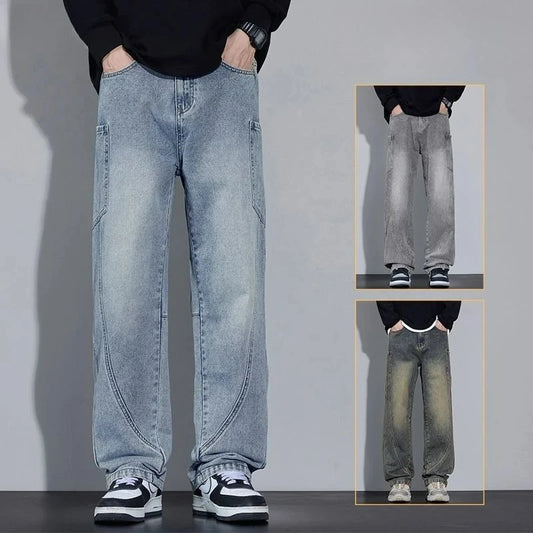 Men's Autumn and Winter New American Style Trendy Jeans with Straight Pockets and Versatile Blue Jeans in Three Colors To Choose