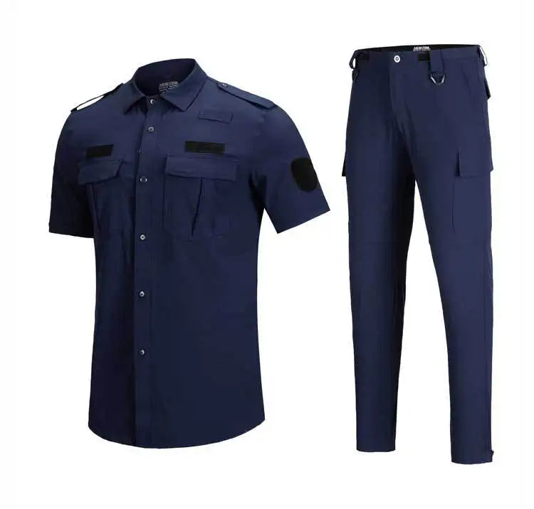 Quick Drying Workwear Suit Men Combat Elastic Tactical Training Set Multi Pocket Man Security Staff Uniform Cargo 2pcs Suits