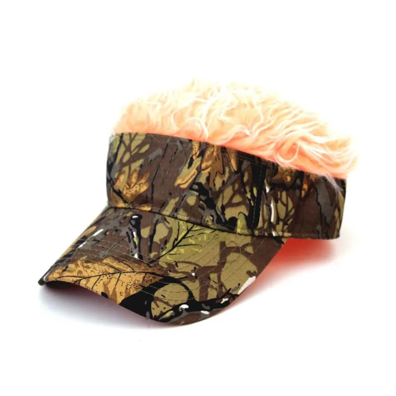 New Unisex Casual Camouflage Visor Hat Men Women Adjustable Sun Sunshade Hip Hop Baseball Cap With Spiked Hairs Wigs Casquatte