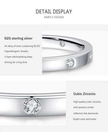 Ailmay Real 925 Sterling Silver Simple Zirconia Geometric Design Stackable Finger Ring For Women Anniversary Fine Jewelry Gift