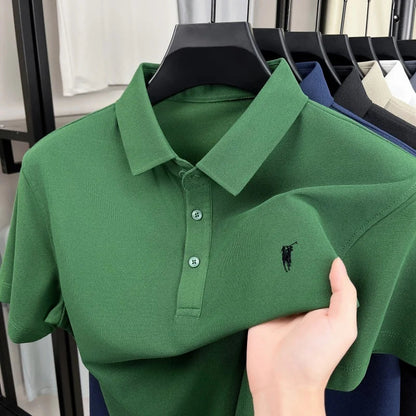 Luxury brand pony embroidery short sleeve polo shirt summer breathable solid color casual men T-shirt fashion high-end Paul top