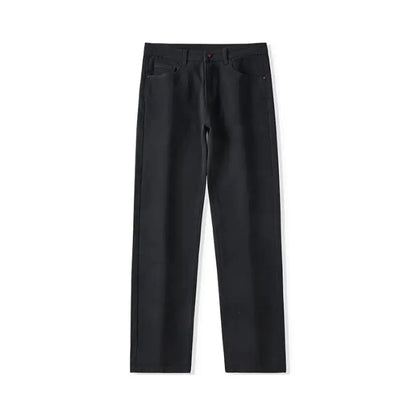 2026 Autumn Winter New Trendy Classic Jeans Male Solid Color Washed Straight Denim Pants Wide Leg Business Casual Stretchy Jeans