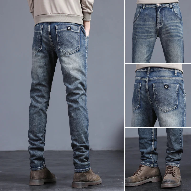 2026 Spring New Jeans Men's Slim Fit Straight Pants ClassicTrendy Retro Casual Long Pants Men's Korean Version Trousers