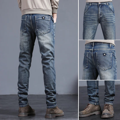 2026 Spring New Jeans Men's Slim Fit Straight Pants ClassicTrendy Retro Casual Long Pants Men's Korean Version Trousers