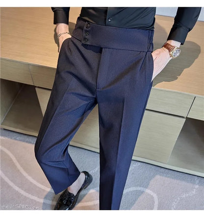 Men Summer Boutique Suits Pants Male Formal Wear Trousers Quality Men British Style Ice Silk Fabric Business Casual Suit Pants