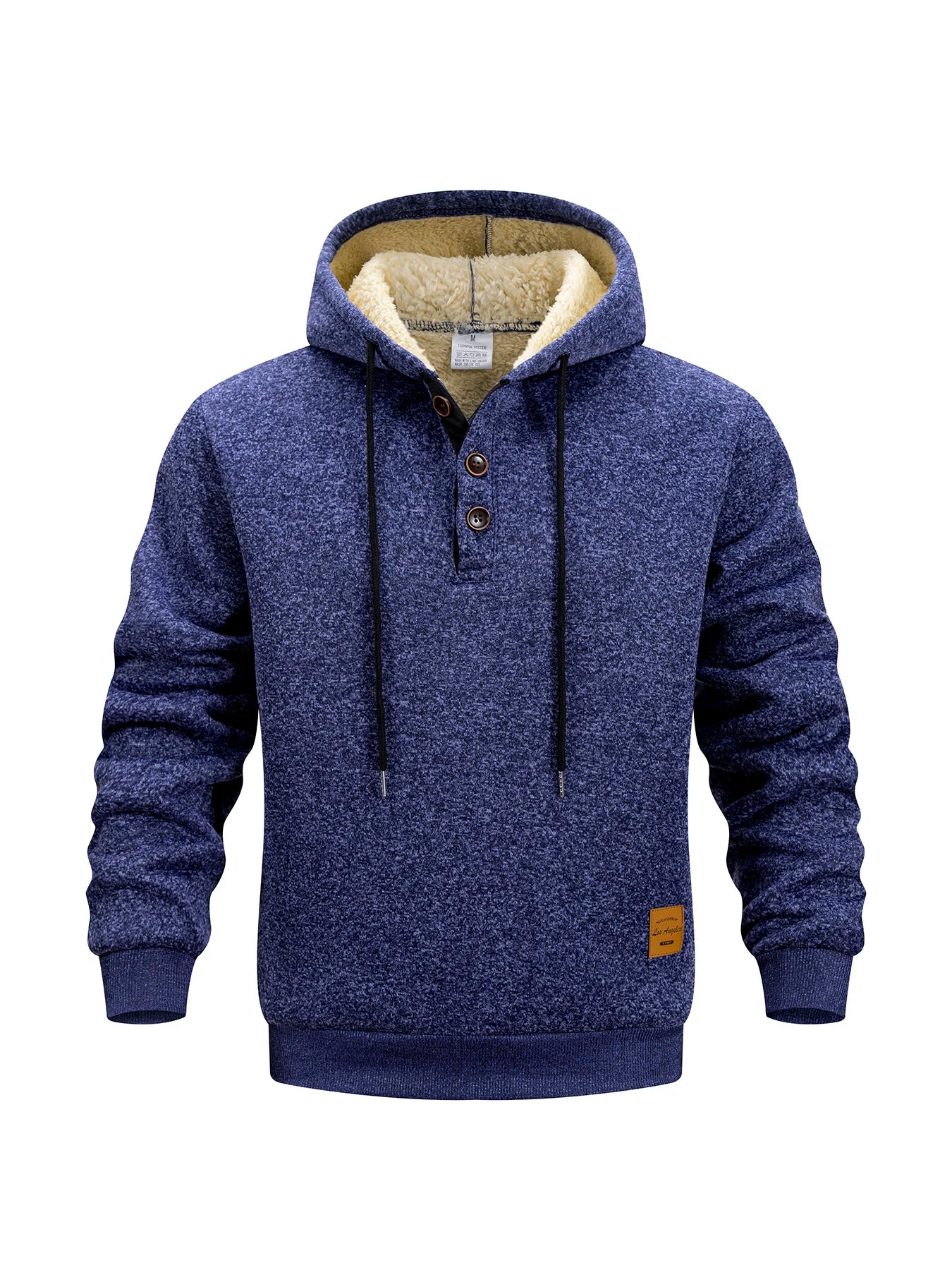 Men's Half Button Hoodie Thicken Winter Hooded Sweatshirts Retro Warm Fleece Knit Sweater Outdoor Running Sports Casual Pullover