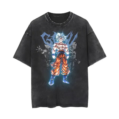 Dragon Ball Summer Men's Washes T-shirts Japanese Anime Goku Graphic Clothing Harajuku Y2K Streetwear 100% Cotton Half-sleeve