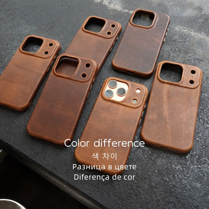 Genuine Leather Case for iPhone 17 16 Pro Max 15 Genuine Leather Handmade Phone Cover