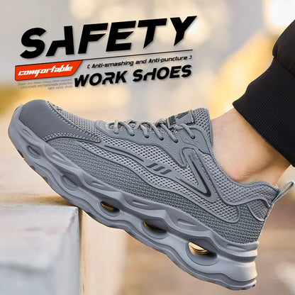 Men's safety shoes are super lightweight, breathable, comfortable, anti smashing, plastic toe protection and work shoes