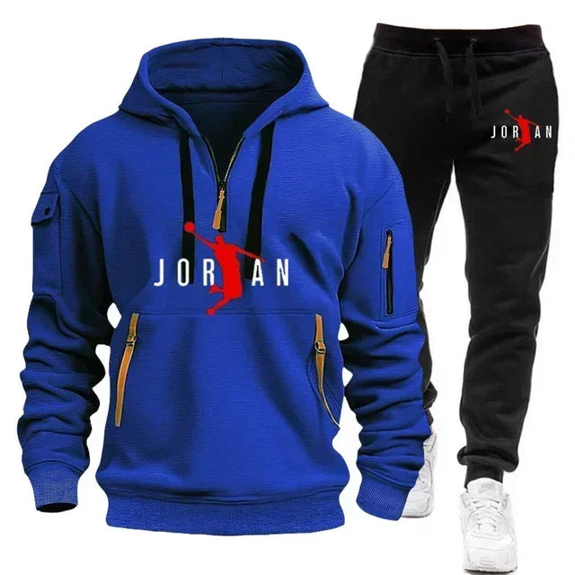 2025 New Autumn and winter new trend men's blazer + Tracksuit pants Fashion casual jogging print sportswear outdoor sportswear