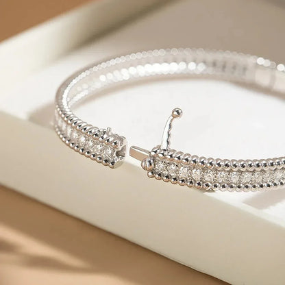 2mm Certified Moissanite Bangles For Women S925 Silver Trendy Wedding Party Bracelets 18K Gold Plated Fine Jewelry Gifts