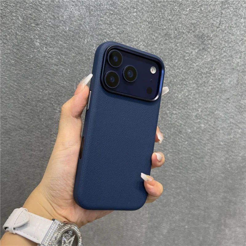 Solid Color PU Leather for Magsafe Case For iPhone 17Air 17Pro 17Pro Max Active Touch Camera Button Lens Protection Cover