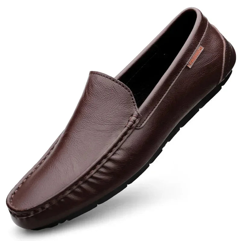 Genuine Leather Men Casual Shoes Slip on Mens Loafers Lightweight Comfortable Walking Shoes Breathable Formal Dress Shoes