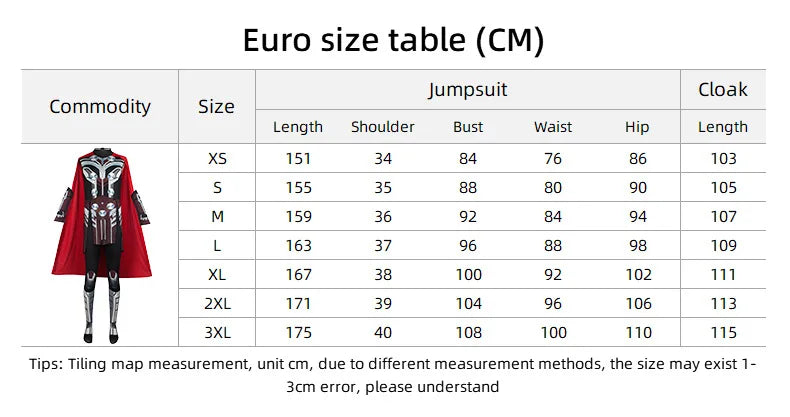 Thor Jane Cosplay Costume Adult Boys Girl Jumpsuit Halloween COS Bodysuit Carnival Party Outfits Cape for Men Women Boy Girl