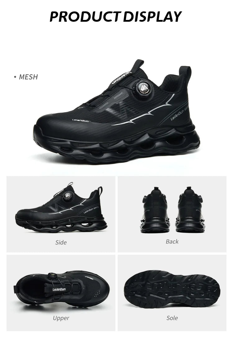 Rotary Button Design for Professional Use Men's Safety Work Shoes Anti-Impact Anti-Piercing Fashionable Sports Style